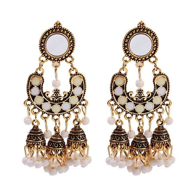 New Retro Sector Silver Color Turkish Bells Indian Jhumka Earrings