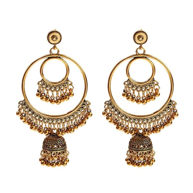 Retro Indian Jewelry Jhumka Jhumki Drop Earrings Gypsy Gold Retro Indian Jewelry Jhumka Jhumki Drop Earrings Gypsy Gold