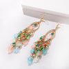 Classic Trendy Blue Crystal Long Tassel Dangle Earring