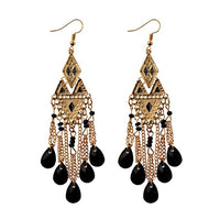 Classic Trendy Blue Crystal Long Tassel Dangle Earring