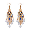 Classic Trendy Blue Crystal Long Tassel Dangle Earring