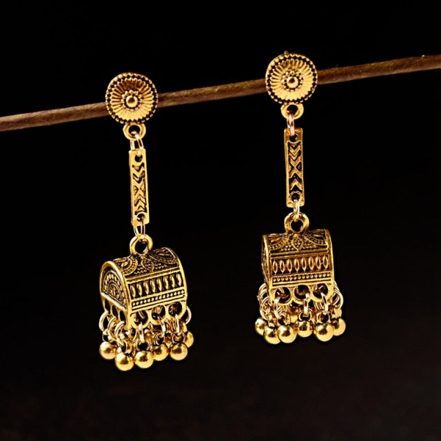 Boho Afghan Ethnic Drop Earrings For Women Pendient Gold Gyspy Silver