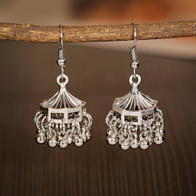 Boho Afghan Ethnic Drop Earrings For Women Pendient Gold Gyspy Silver