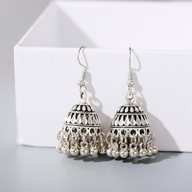 Boho Afghan Ethnic Drop Earrings For Women Pendient Gold Gyspy Silver