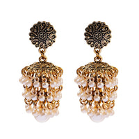 Ethnic Retro Gold Carved Indian Jhumka Earrings For Women