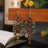 Bohemian Ethnic Earrings 2021 Women Vintage Alloy Hollow Out Carved Flower Rhinestones