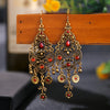 Bohemian Ethnic Earrings 2021 Women Vintage Alloy Hollow Out Carved Flower Rhinestones