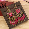 Bohemian Ethnic Earrings 2021 Women Vintage Alloy Hollow Out Carved Flower Rhinestones