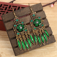 Bohemian Ethnic Earrings 2021 Women Vintage Alloy Hollow Out Carved Flower Rhinestones