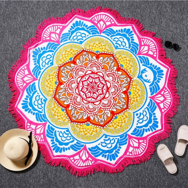 Indian Elephant Type Round Mat Scarve Fashion Mandala Tapestry Beach Mat Picnic Throw Rug Blanket Bohemia Grassplot Mat